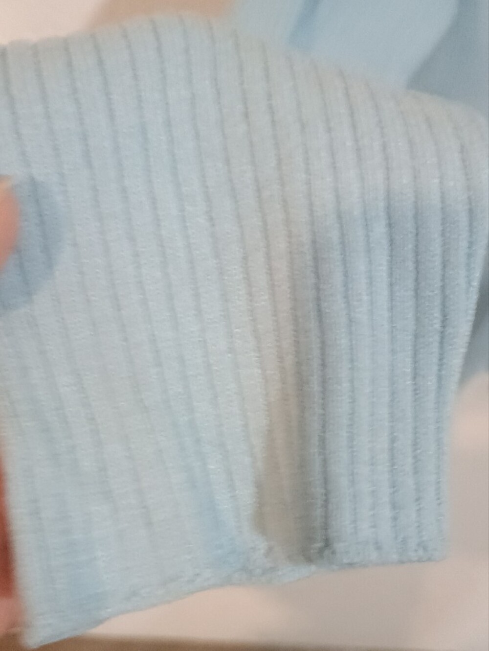 Edited Light Blue Ribbed V-Neck Button Cardigan - Picture 5 of 13